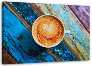 Obraz na plátně Šálky na kávu Retro Wood - 60x40 cm