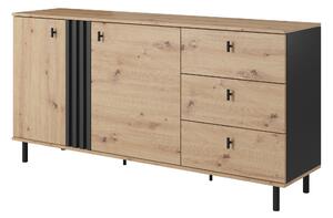Komoda Madeira 2D3S (dub artisan + černý antracit)