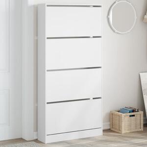 Botník se 4 výklopnými zásuvkami bílý 80 x 21 x 163,5 cm 3214364