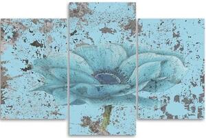 Obraz na plátně třídílný Tyrkysový květ - 60x40 cm