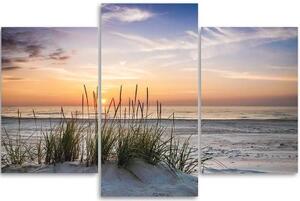 Obraz na plátně třídílný Západ slunce na pláži - 60x40 cm