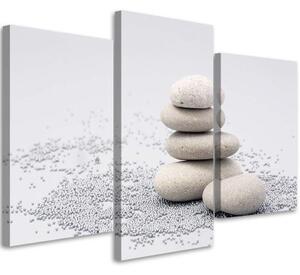 Obraz na plátně třídílný Kameny Zen Beige - 60x40 cm