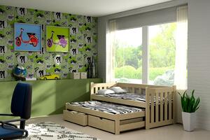 Dětská postel s přistýlkou Krzyš, Borovice přírodní, 80x180 cm