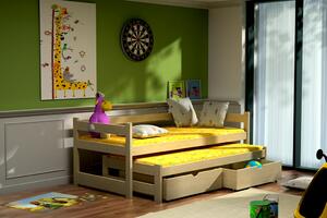 Dětská postel s přistýlkou Elegant 2, Borovice přírodní, 80x180 cm