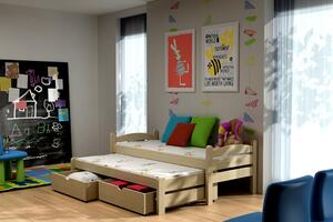 Dětská postel s přistýlkou Olek 2, Borovice přírodní, 80x180 cm