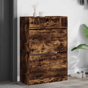 Botník se 2 výklopnými zásuvkami kouřový dub 80 x 34 x 116 cm 3214410