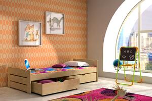 Dětská postel s úložným prostorem Olek, Borovice přírodní, 80x180 cm