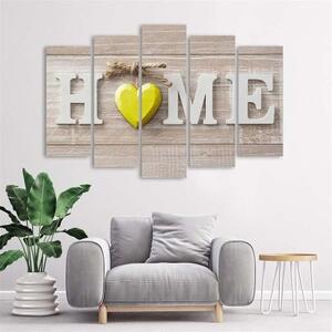 Obraz na plátně pětidílný Home Dům Dřevěné desky Heart Wood - 100x70 cm