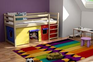Dětská zvýšená postel Portos, Borovice přírodní, 80x180 cm