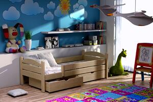 Dětská postel s úložným prostorem Ela, Borovice přírodní, 90x200 cm