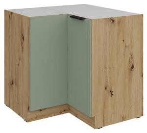 Kondela Dolní rohová kuchyňská skříňka Arsany 90x90 DN 2F BB - aquamarine / dub artisan