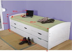 Rozkládací postel s úložným prostorem Marinella - bílá Bílá 90x200 cm