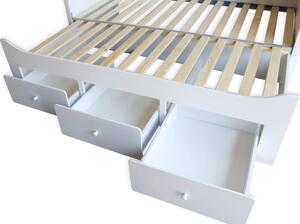 Rozkládací postel s úložným prostorem včetně 2 ks matrací Xena a roštů - Melani duo 90 - 180 x 200 cm Bílá 90x200/180x200 cm
