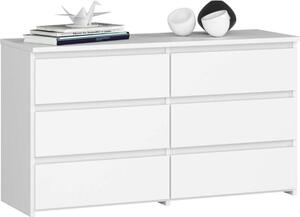 BDW, komoda bílá, 100×77,5 cm se 6 zásuvkami do obývacího pokoje, lonice, COCO