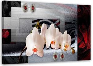 Obraz na plátně Orchidej a geometrické pozadí - 60x40 cm