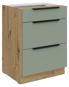 Kondela Dolní kuchyňská skříňka Arsany 60 D 3S BB - aquamarine / dub artisan