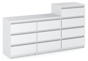 STIV Möbel | Komoda s 10 zásuvkami (6+4) | Bílý Mat | 160 cm | moderní & bez úchyt | Lonice & Obývací pokoj