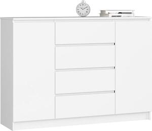 BDW, komoda se 4 zásuvkami, 139x40x99 cm, K140, bílá