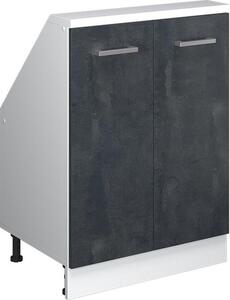 Kuchyňská skříňka pod šikmou střechu Vicco R-Line Černý beton 60 cm se 2 dvířky, Model 58047