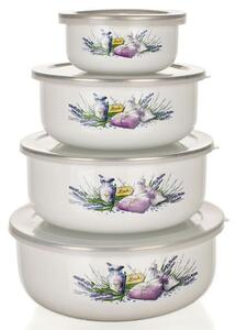 Smaltované misky s víčky Lavender, BANQUET