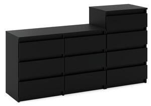 STIV Möbel | Komoda s 10 zásuvkami (6+4) | erný Mat | 160 cm | moderní & bez úchyt | Lonice & Obývací pokoj