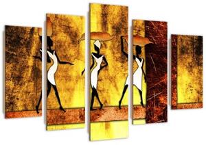 Obraz na plátně pětidílný Afrika Ženy Abstrakce - 150x100 cm
