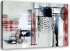 Obraz na plátně Abstraktní šedá červená - 100x70 cm