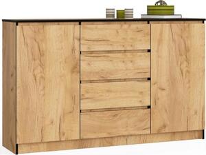 BDW, komoda se 4 zásuvkami, 160x40x99 cm, K160, dub craft