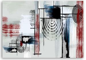 Obraz na plátně Abstraktní šedá červená - 120x80 cm