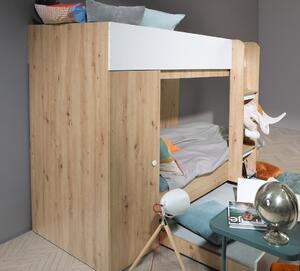 Patrová multifunkční postel Smart 2 Barevné provedení: Dub/bílá 90x200 cm