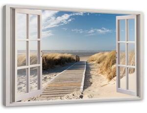 Obraz na plátně Pohled z okna na pláž - 120x80 cm
