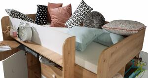 Zvýšená multifunkční postel Smart 1 Barevné provedení: Dub/bílá 90x200 cm