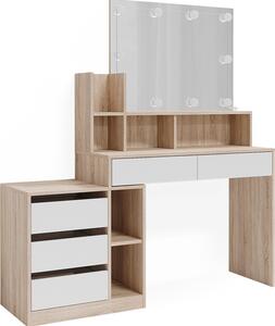 Toaletní stolek Vicco Anja Bílá/Sonoma 139.8 cm s osvětlením LED, Model 41330