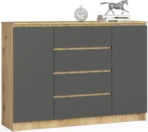 BDW, komoda se 4 zásuvkami, 139x40x99 cm, K140, dub Artisan / edá