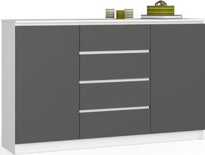 BDW, komoda se 4 zásuvkami, 160x40x99 cm, K160, bílá / edá