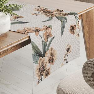 Biante Bavlněný běhoun na stůl Sandra SA-624 Hnědé orchideje na bílém 20x120 cm