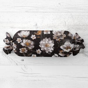 Biante Polštář válec bonbon Sandra SA-625 Magické lekníny na temně hnědém 15x40 cm