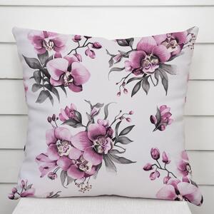 Biante Bavlněný povlak na polštář Sandra SA-623 Lila orchideje na bílém 30 x 50 cm