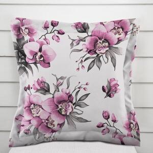 Biante Bavlněný povlak na polštář s lemem Sandra SA-623 Lila orchideje na bílém 30 x 50 cm