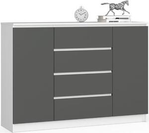 BDW, komoda se 4 zásuvkami, 139x40x99 cm, K140, bílá / edá