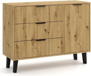 BDW, komoda se zásuvkami, lonice, Scandi, 110×40×81,5 cm, dub Artisan