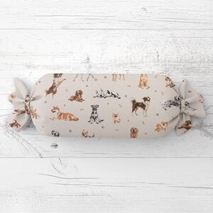 Biante Polštář válec bonbon Sandra SA-620 Psí kamarádi na krémovém 15x40 cm