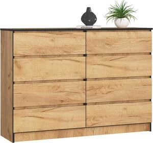 BDW, komoda s 8 zásuvkami, 138x40x99 cm, K140, dub craft