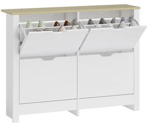 HOMCOM úzký botník s 4 výklopnými přihrádkami – úspora místa, až 16 párů, 105×26×80 cm | Aosom