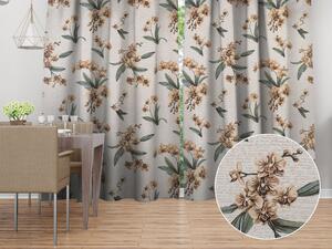 Biante Bavlněný závěs Sandra SA-624 Hnědé orchideje na bílém 150x140 cm