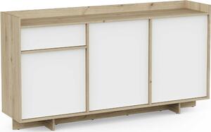 CALICOSY – komoda se 3 dvíky a 1 zásuvkou, Imitace dub royal a bílá, íka 157,4 cm