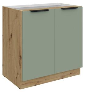 Kondela Dolní kuchyňská skříňka Arsany 80 D 2F BB - aquamarine / dub artisan