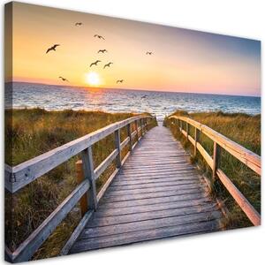 Obraz na plátně, Sunset Sea Beach - 100x70 cm