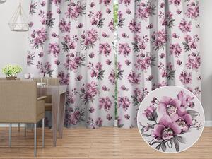 Biante Bavlněný závěs Sandra SA-623 Lila orchideje na bílém 150x140 cm