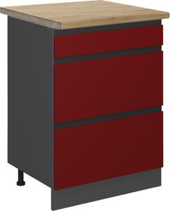 Spodní skříňka kuchyňské linky Vicco R-Line Červená 60 cm se zásuvkami, PD Dub, Model 45912